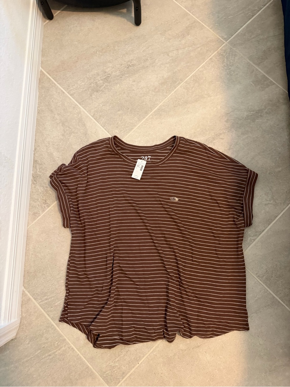Maurices Brown Striped Short Sleeve Tee